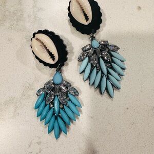 Elegant Blue and Silver Statement Earrings